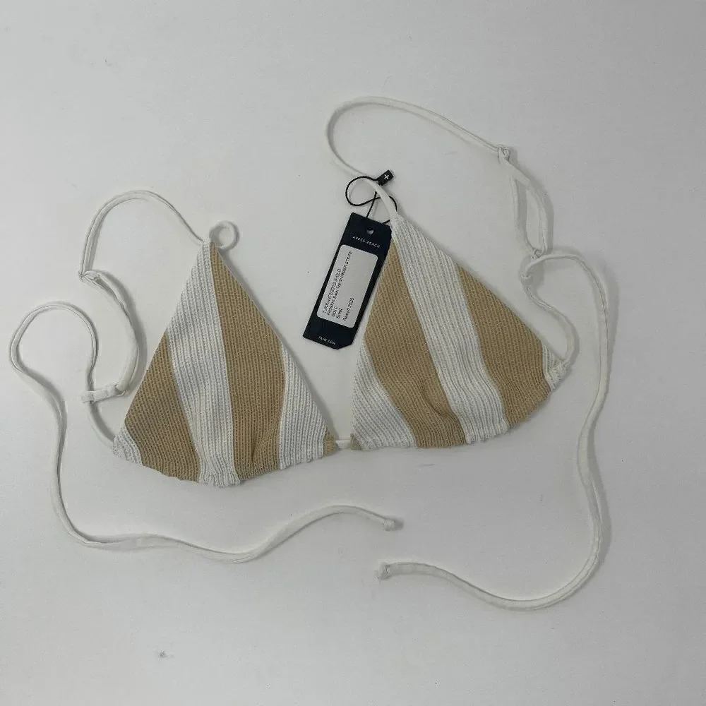Tavik Phoenix Swim Top Shimmer Stripe Gold Small NWT